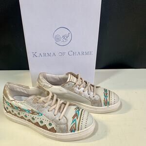 Karma Of Charme Naïf Hand Painted Leather Low Top Woman Sneakers Unique Size 36